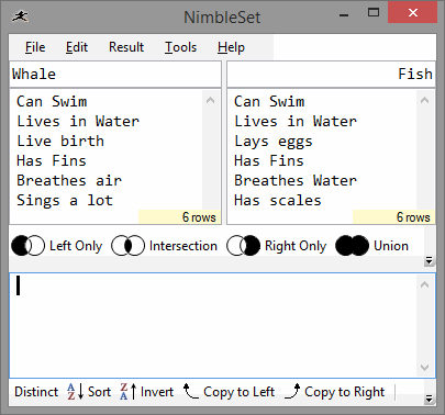 animation showing NimbleSET comparing two lists