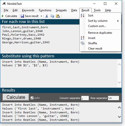 Reorder the results, remove duplicates and more