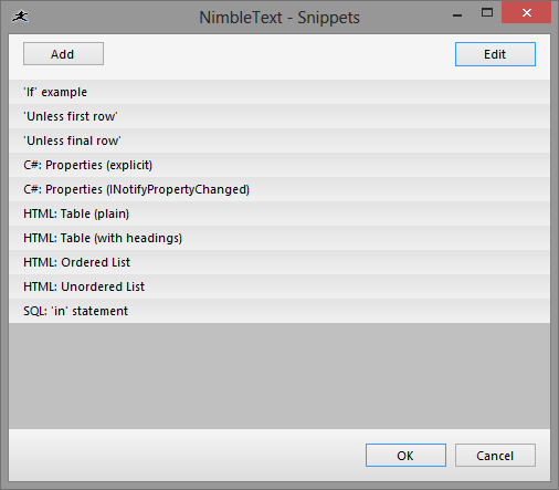 Rearrange your list of snippets