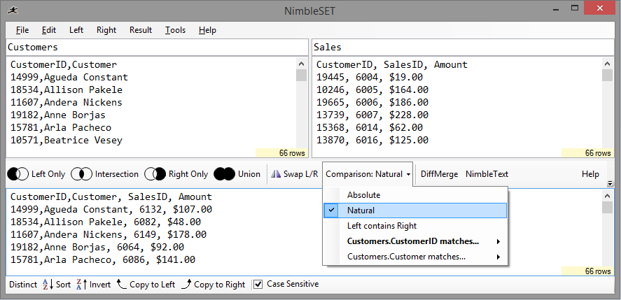 Compare two lists based on all matching column names