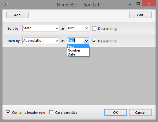 Sort by many columns, as text number or date, ascending or descending